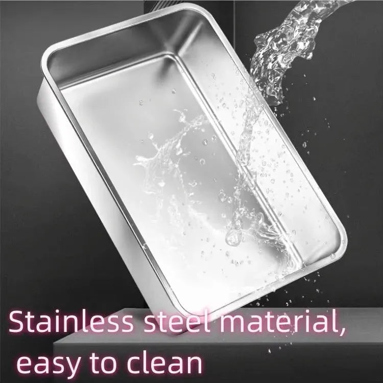 Wallex - Ανοξείδωτη Τουαλέτα Γάτας με Καπάκι, Χαλάκι συλλογής άμμου και σκουπάκι - XXL – 60x40x30,5 εκ - WL140661