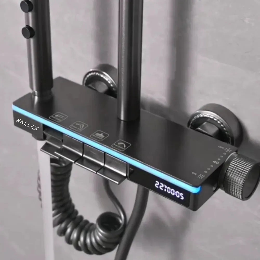 Wallex HydroTech® – Θερμοστατική Στήλη Ντους με Ψηφιακή Οθόνη & 4 Λειτουργίες | Premium Shower Experience - WL140791