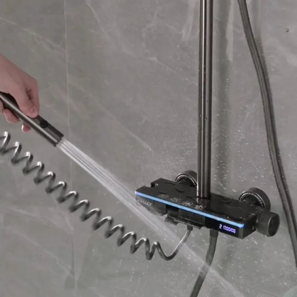 Wallex HydroTech® – Θερμοστατική Στήλη Ντους με Ψηφιακή Οθόνη & 4 Λειτουργίες | Premium Shower Experience - WL140791
