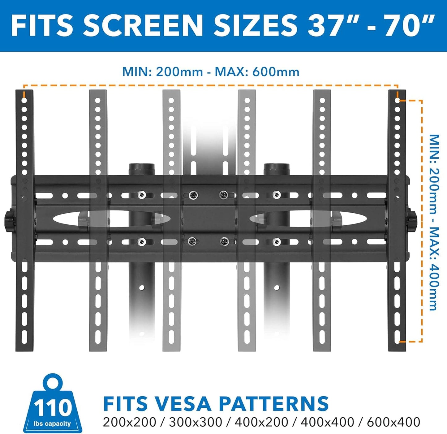 Wallex - Μεταλλική βάση τηλεόρασης δαπέδου με ράφι και ροδάκια 32 έως 65 ιντσών - 50kg - WL140302