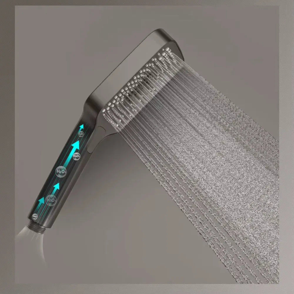 Wallex HydroFlow® – Θερμοστατική Στήλη Ντους 4 Λειτουργιών με Ορειχάλκινη Κεφαλή 20x26cm & Ρυθμιζόμενο Ύψος - WL140807