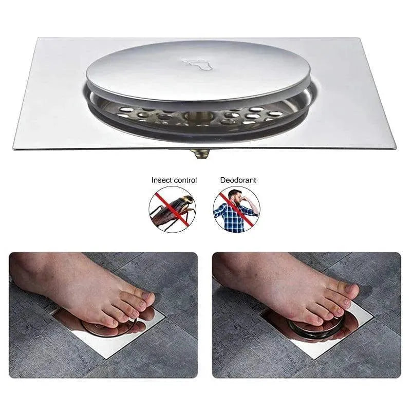 Wallex - Ανοξείδωτη Σχάρα Δαπέδου Με Σύστημα Pop Up Ασφαλείας 15x15cm - WL140593SL