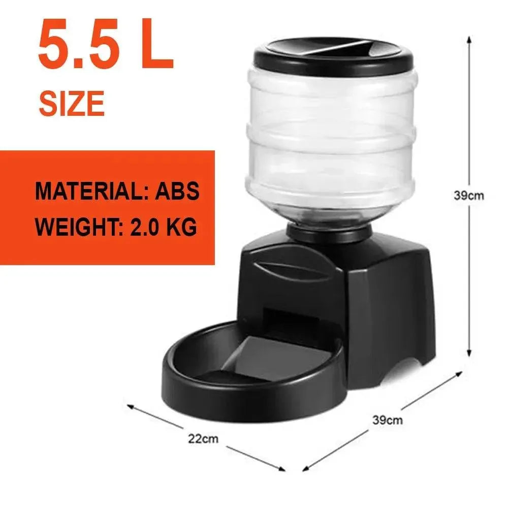 Wallex - Αυτόματη προγραμματιζόμενη ταΐστρα 5,5lt για σκύλο ή γάτα σε μαύρο χρώμα - WL140340