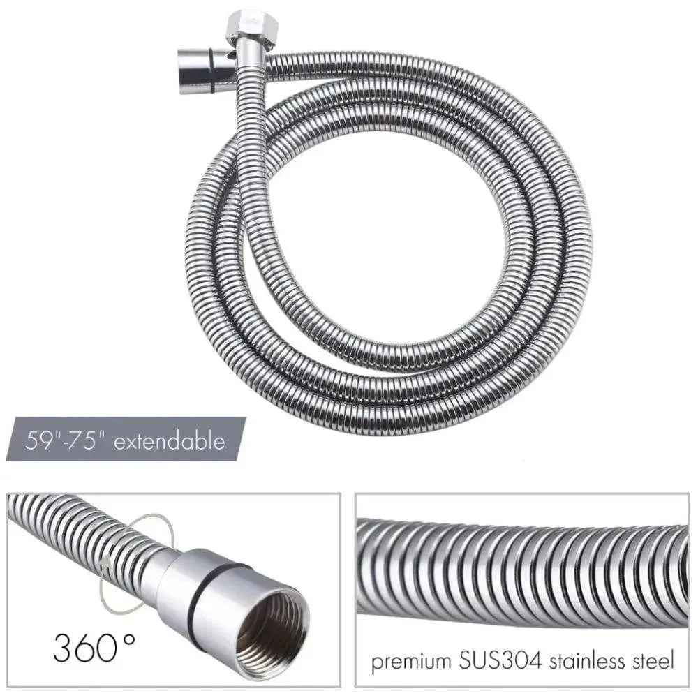 Wallex - Εντοιχιζόμενο Σετ Στήλης Ντους 3 Εξόδων με Τηλέφωνο Ντους, Τετράγωνη Κεφαλή 25cm & Ρουξούνι Βρυσάκι - Ασημί