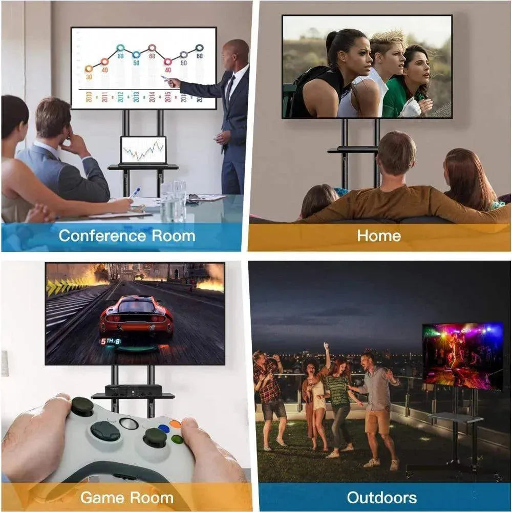 Wallex - Μεταλλική βάση τηλεόρασης δαπέδου με ράφι και ροδάκια 32 έως 65 ιντσών - 50kg - WL140302