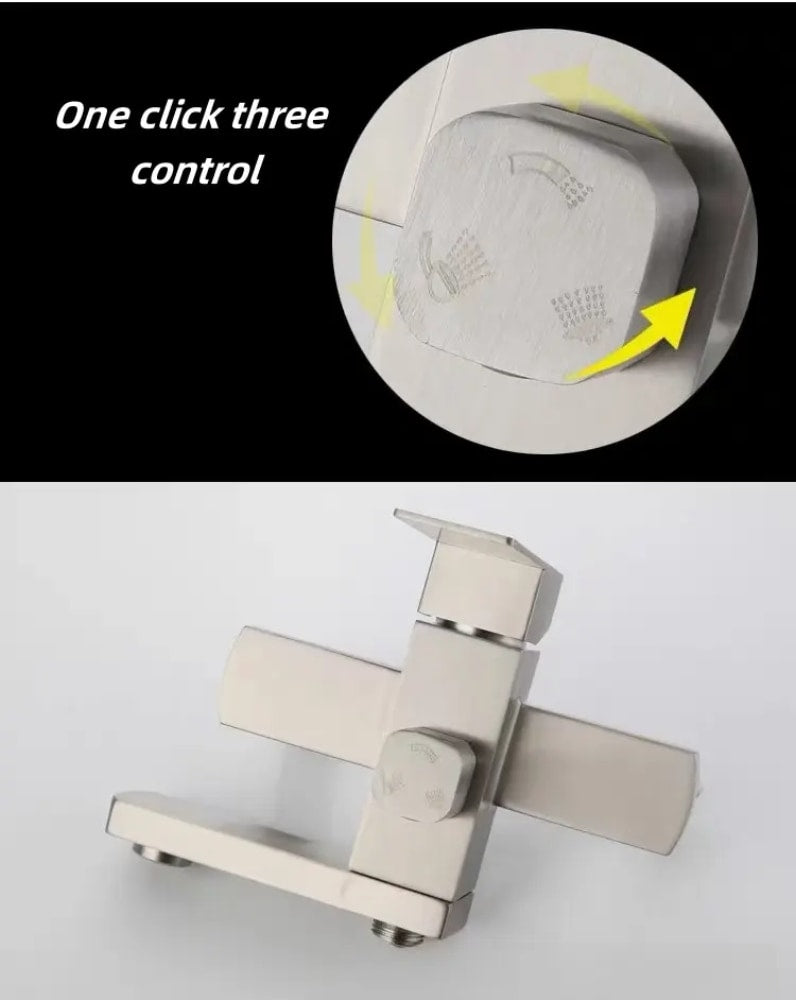 WALLEX Σετ Ντους & Μπαταρίας Μπανιέρας – Επιτοίχιο, με Κεφαλή Ντους, Τηλέφωνο & βρυσάκι | Ανοξείδωτο Ασημί | wox.gr