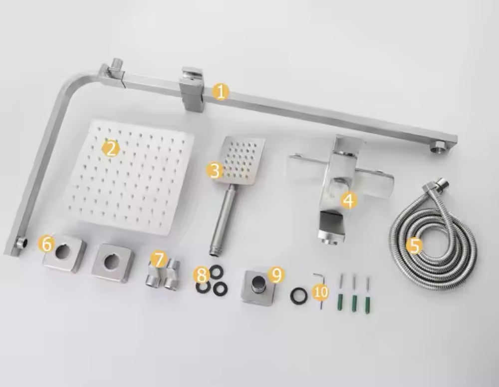 WALLEX Σετ Ντους & Μπαταρίας Μπανιέρας – Επιτοίχιο, με Κεφαλή Ντους, Τηλέφωνο & βρυσάκι | Ανοξείδωτο Ασημί | wox.gr