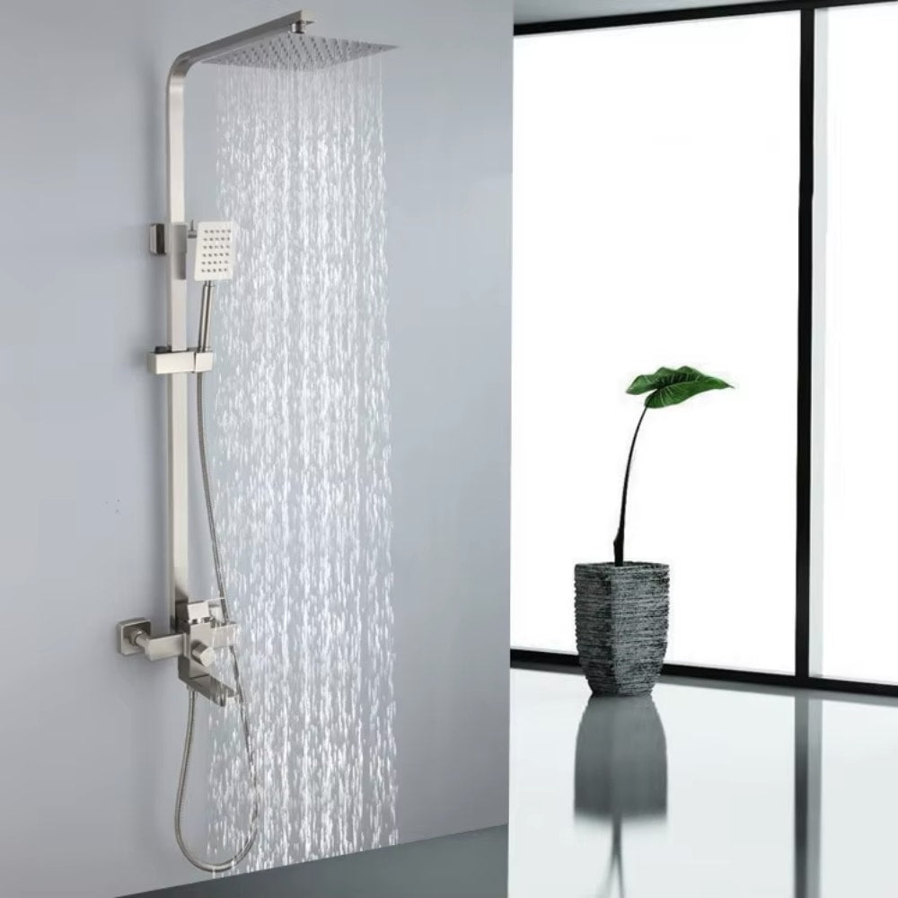 WALLEX Σετ Ντους & Μπαταρίας Μπανιέρας – Επιτοίχιο, με Κεφαλή Ντους, Τηλέφωνο & βρυσάκι | Ανοξείδωτο Ασημί | wox.gr