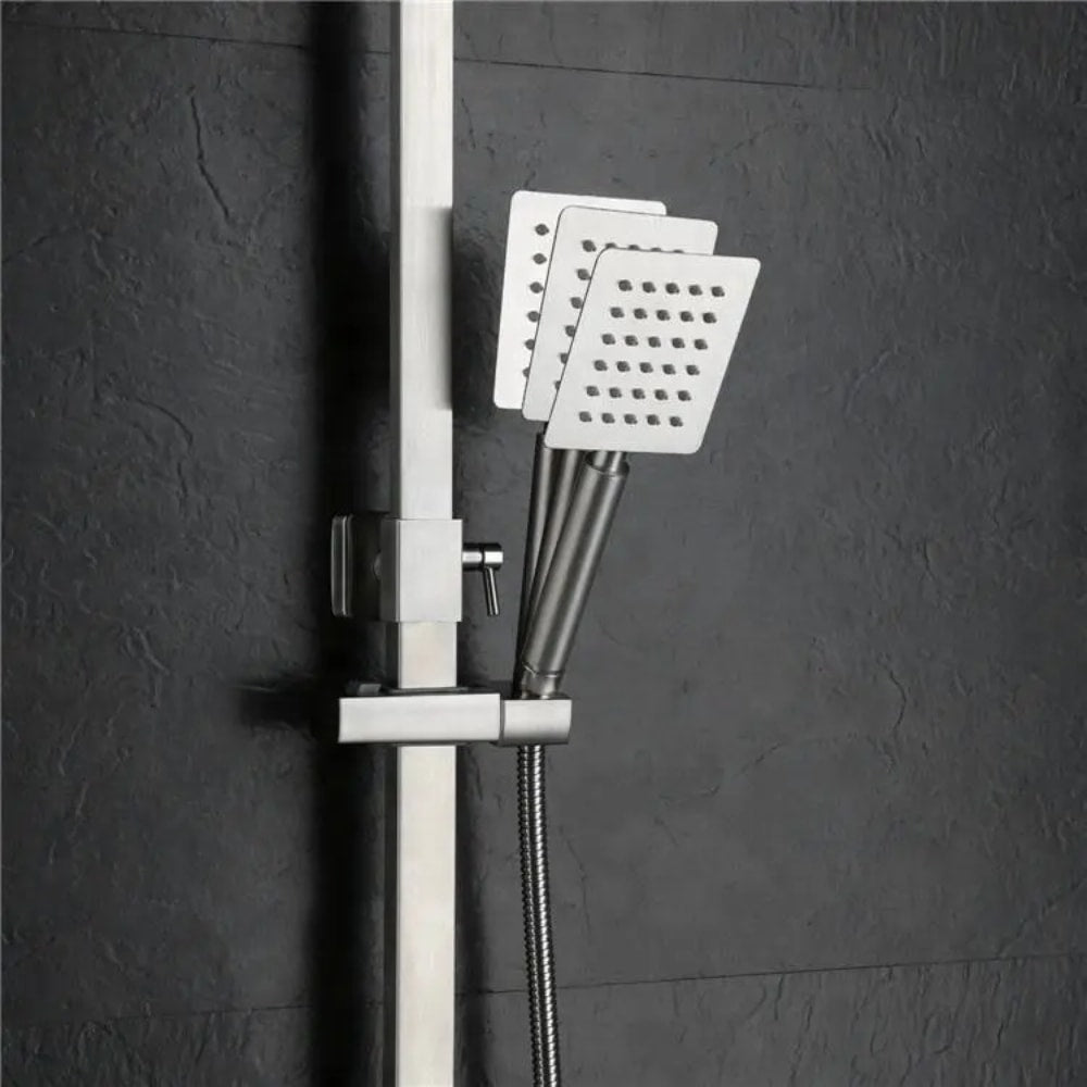 WALLEX Σετ Ντους & Μπαταρίας Μπανιέρας – Επιτοίχιο, με Κεφαλή Ντους, Τηλέφωνο & βρυσάκι | Ανοξείδωτο Ασημί | wox.gr