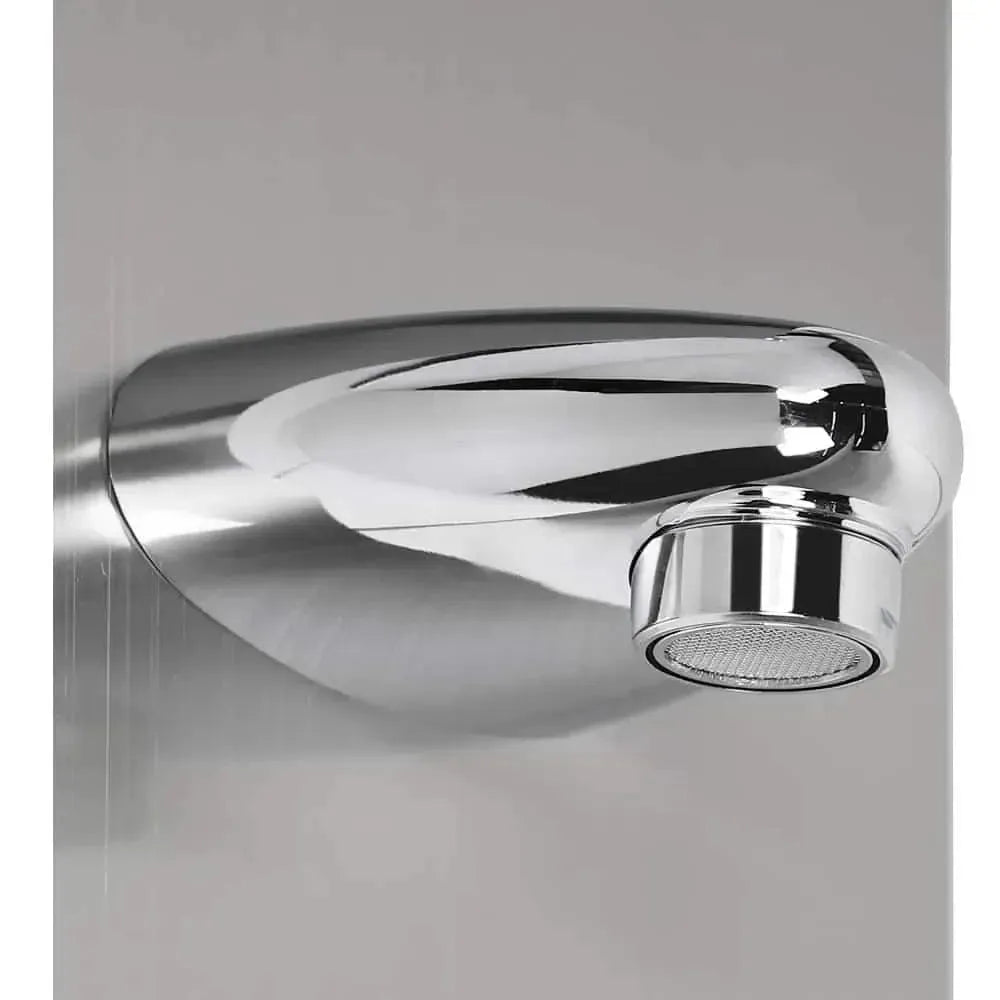 Wallex - Στήλη ντους - υδρομασάζ τοίχου 150cm με τηλέφωνο ντους και βρυσάκι σε ασημί χρώμα - WL140036SL