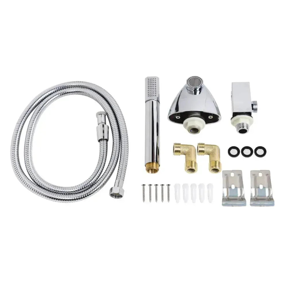 Wallex - Στήλη ντους - υδρομασάζ τοίχου 150cm με τηλέφωνο ντους και βρυσάκι σε ασημί χρώμα - WL140036SL