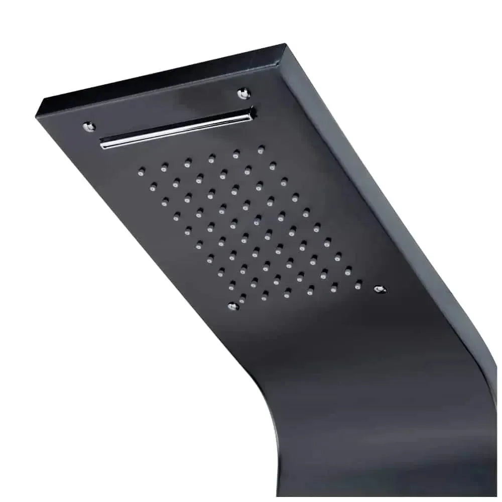 Wallex - Στήλη ντους - υδρομασάζ τοίχου 150cm με τηλέφωνο ντους και βρυσάκι σε μαύρο ματ χρώμα - WL140043BLK